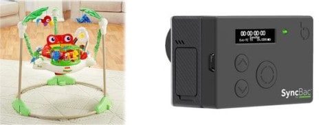 JUMPEROO VON FISHER-PRICE (LINKS) UND SYNCBAC VON TIMECODE SYSTEMS (RECHTS) BILDQUELLE: UNTERNEHMENSWEBSITES