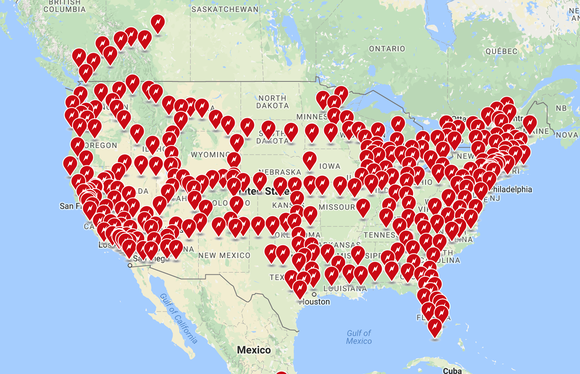 TESLA SUPERCHARGER NETZWERK IN NORDAMERIKA. BILDQUELLE: TESLA MOTORS.