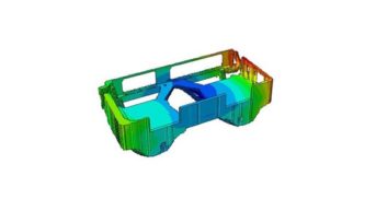 Modell eines Stresstests bei einem Teil aus dem 3D-Drucker. Bildquelle: Stratasys.