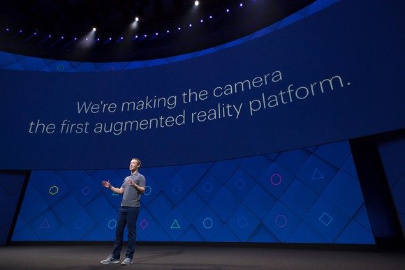 Mark Zuckerberg auf der F8 2017 bei der Vorstellung der AR-Plattform von Facebook. Bildquelle: Facebook.