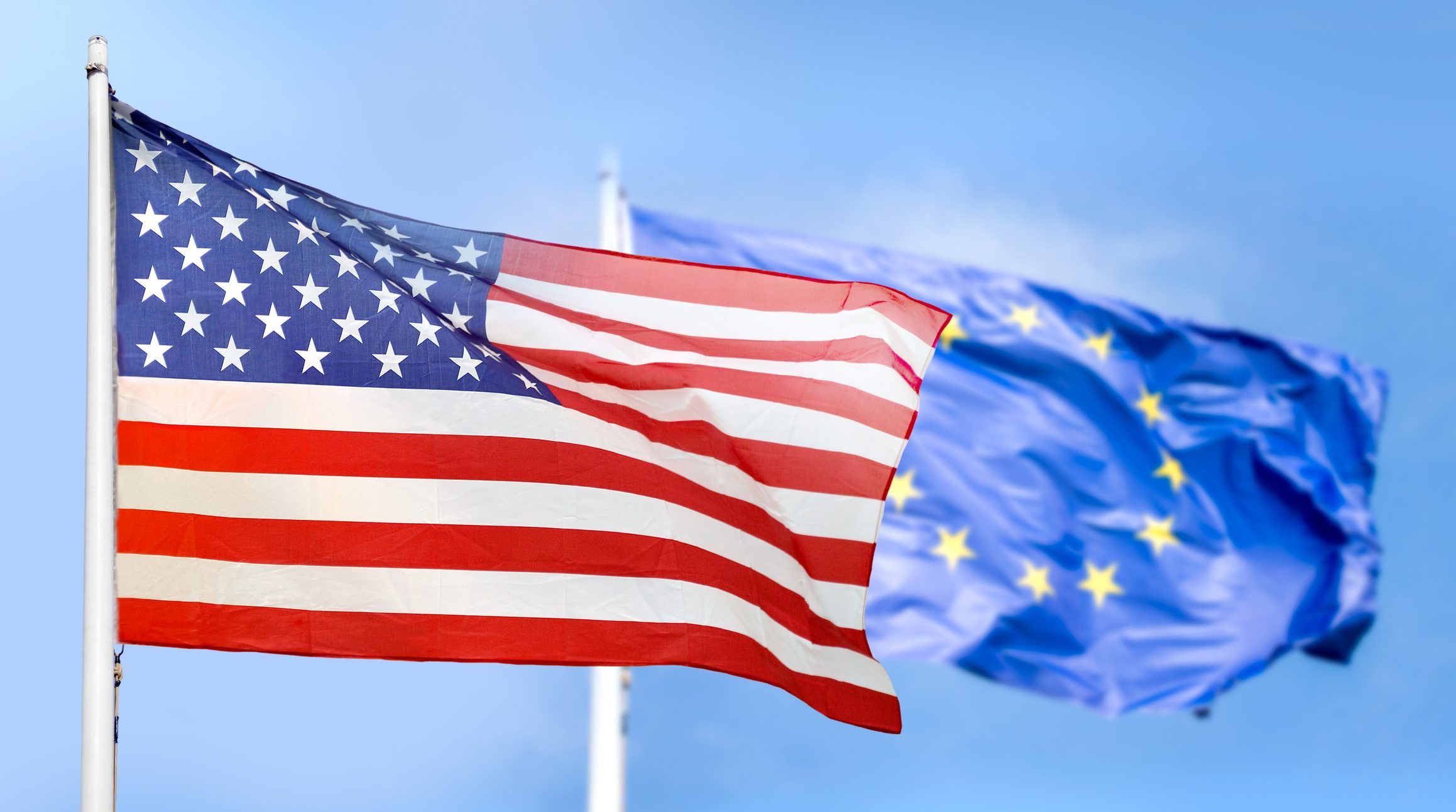 USA und Europa Flaggen