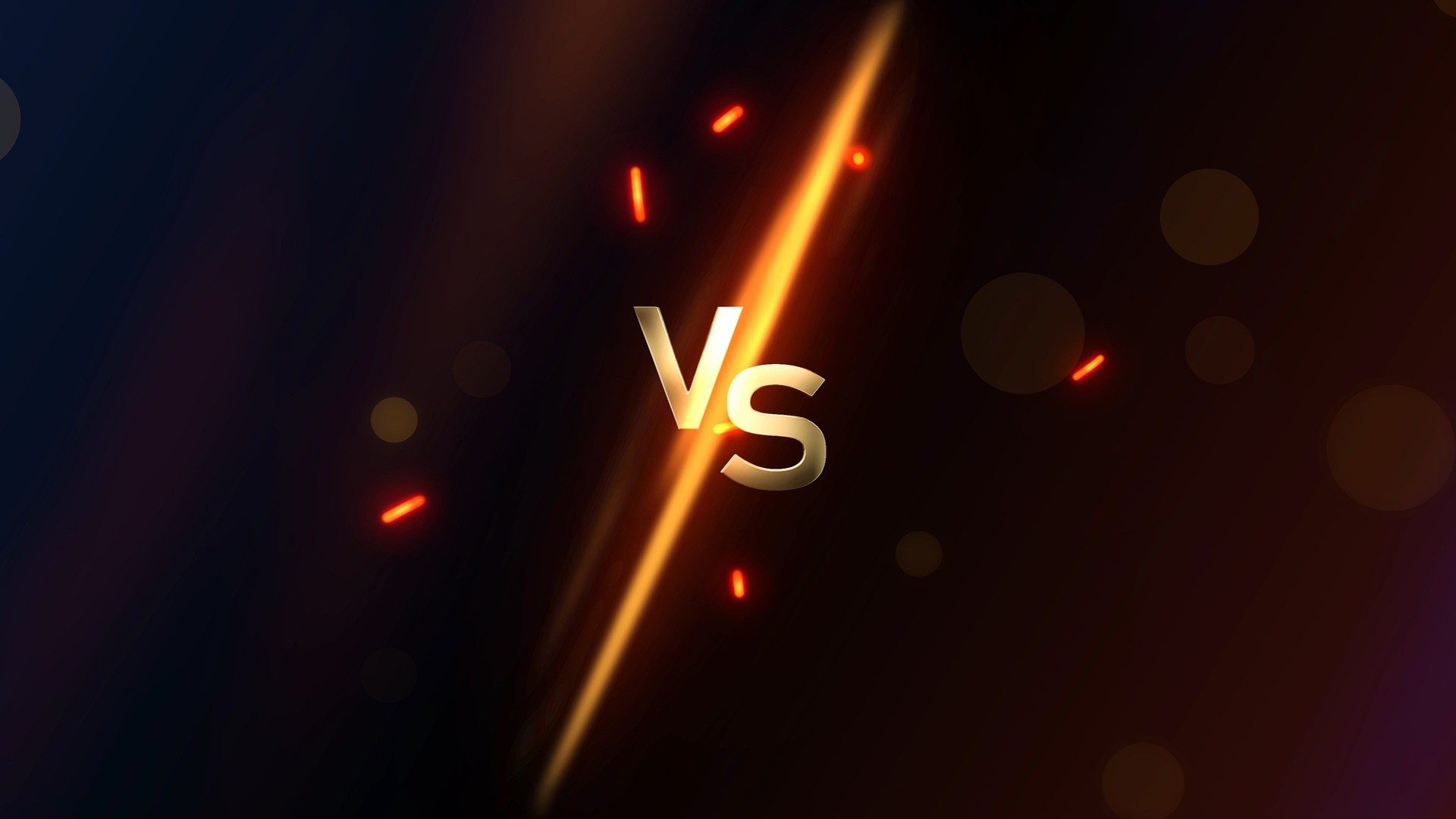 Die Buchstaben VS stehen vor funken sprühendem Hintergrund – Zeit für Duell und Wettbewerb