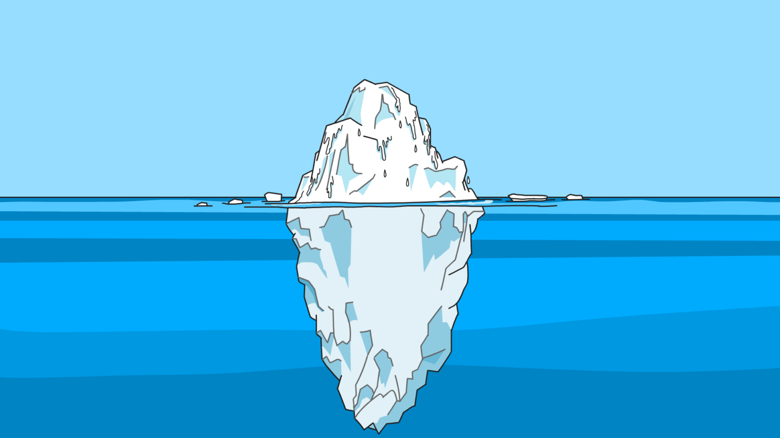 Illustration eines Eisbergs: Die größte Gefahr liegt unter Wasser verborgen