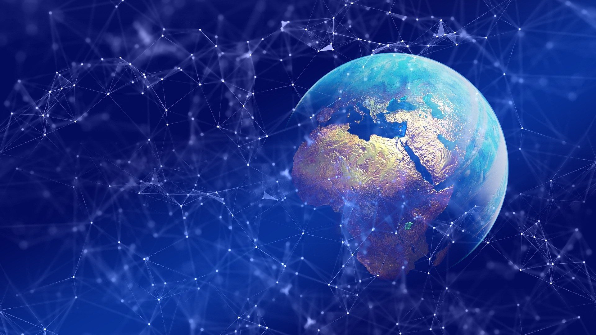 Die Erde, umgeben von einem Netz aus miteinander verbundenen Punkten