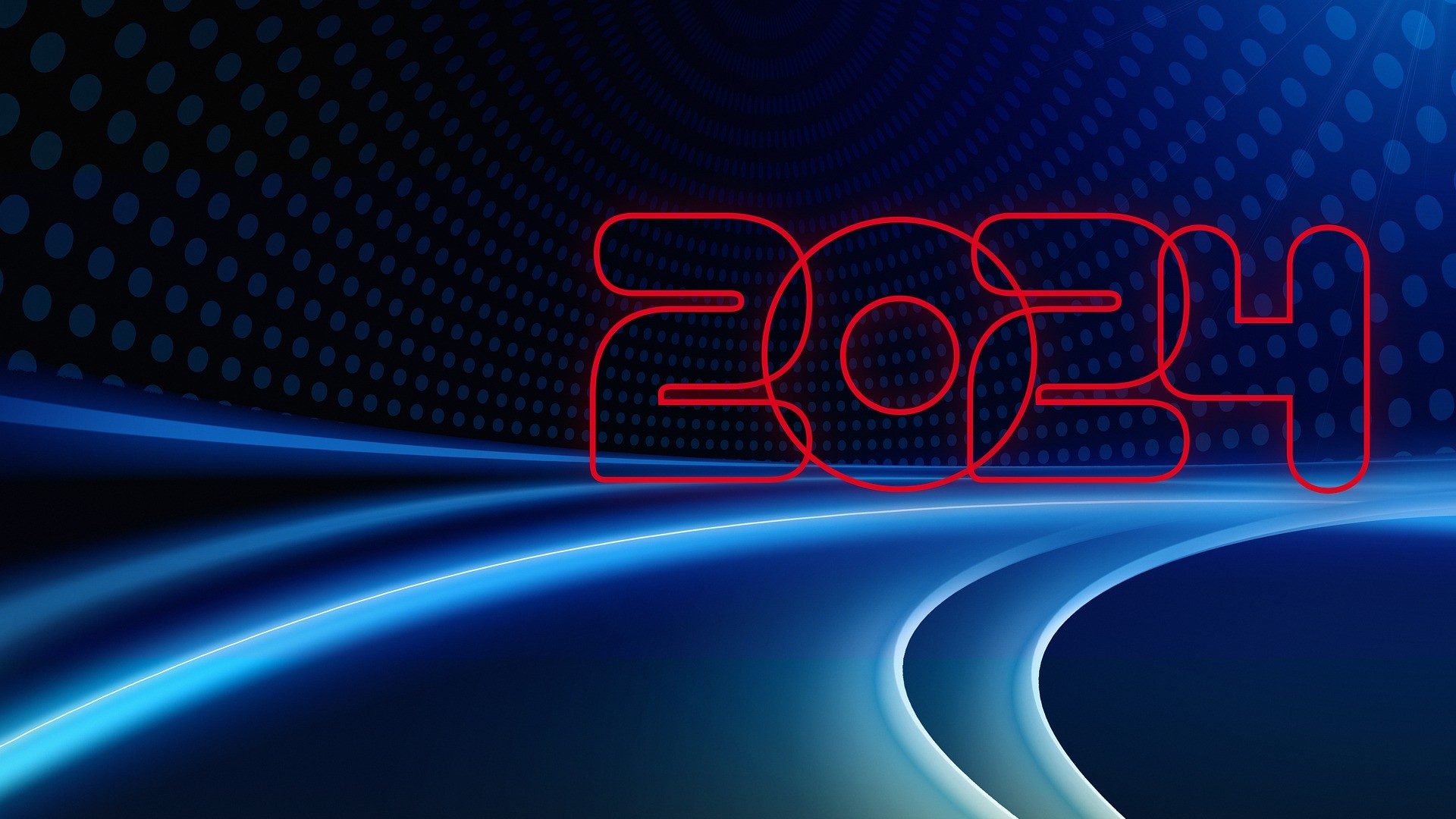 Schriftzug "2024" vor einem blauen Hintergrund