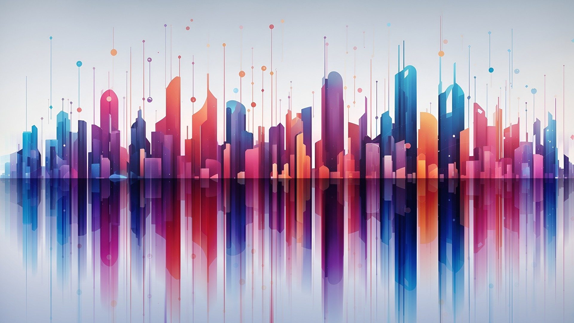 Illustration einer beeindruckenden Skyline, die sich spiegelt