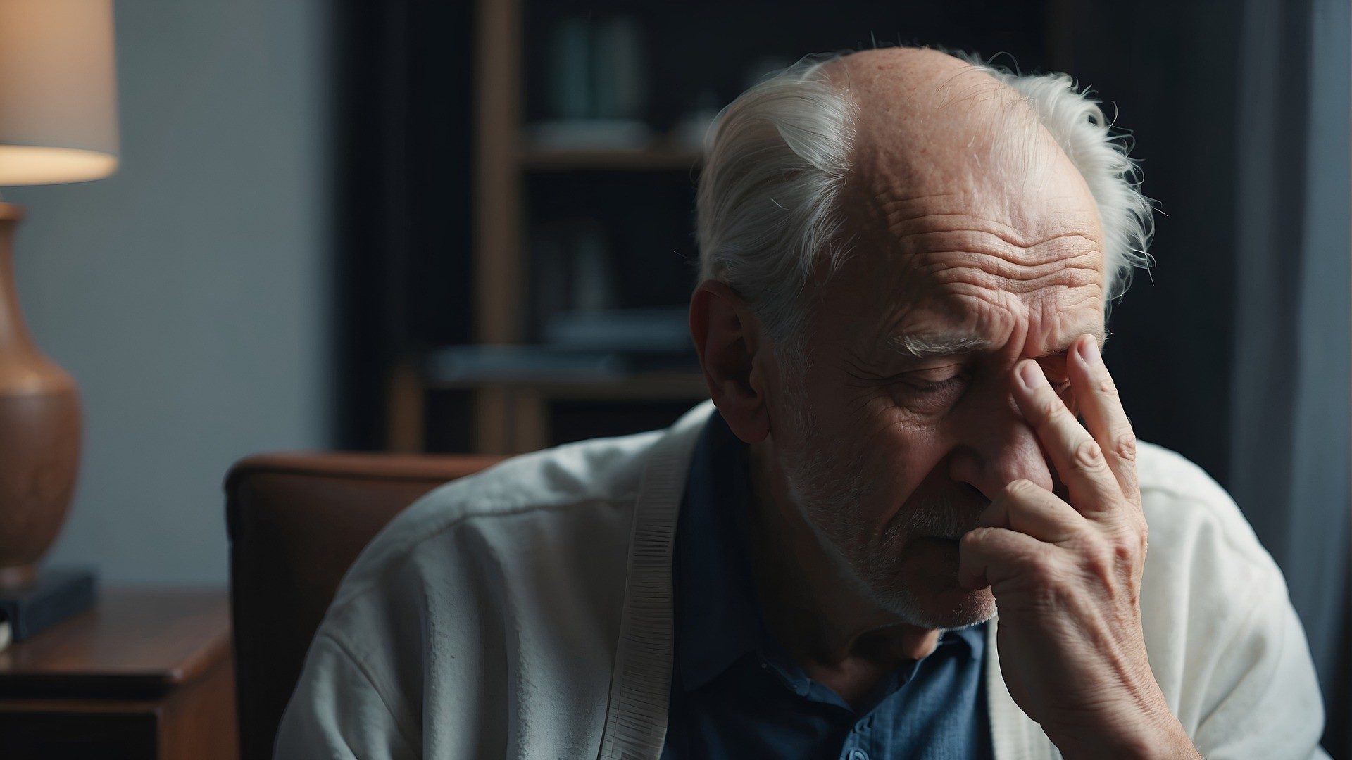 Ein alter Mann versucht sich konzentriert an etwas zu erinnern