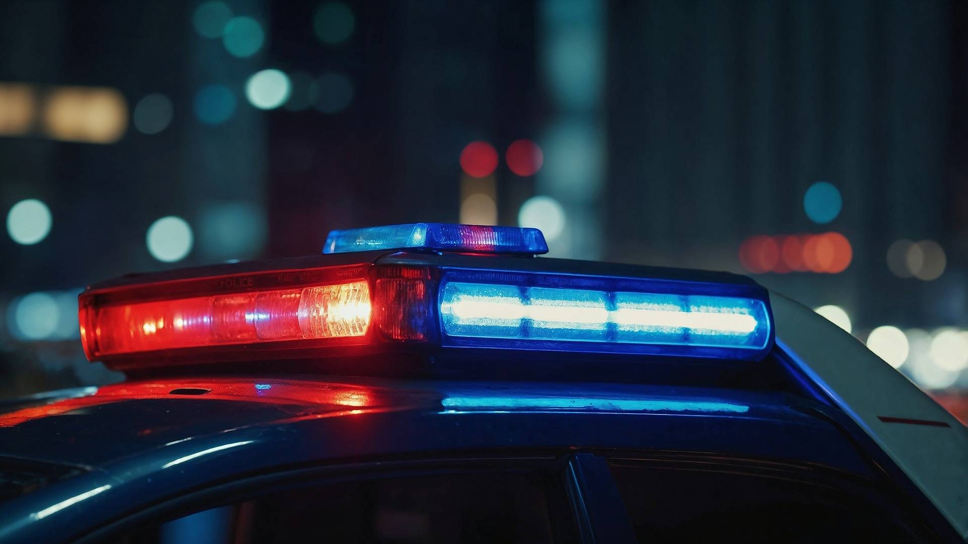 Das Blaulicht eines Polizeiautos in Nahaufnahme