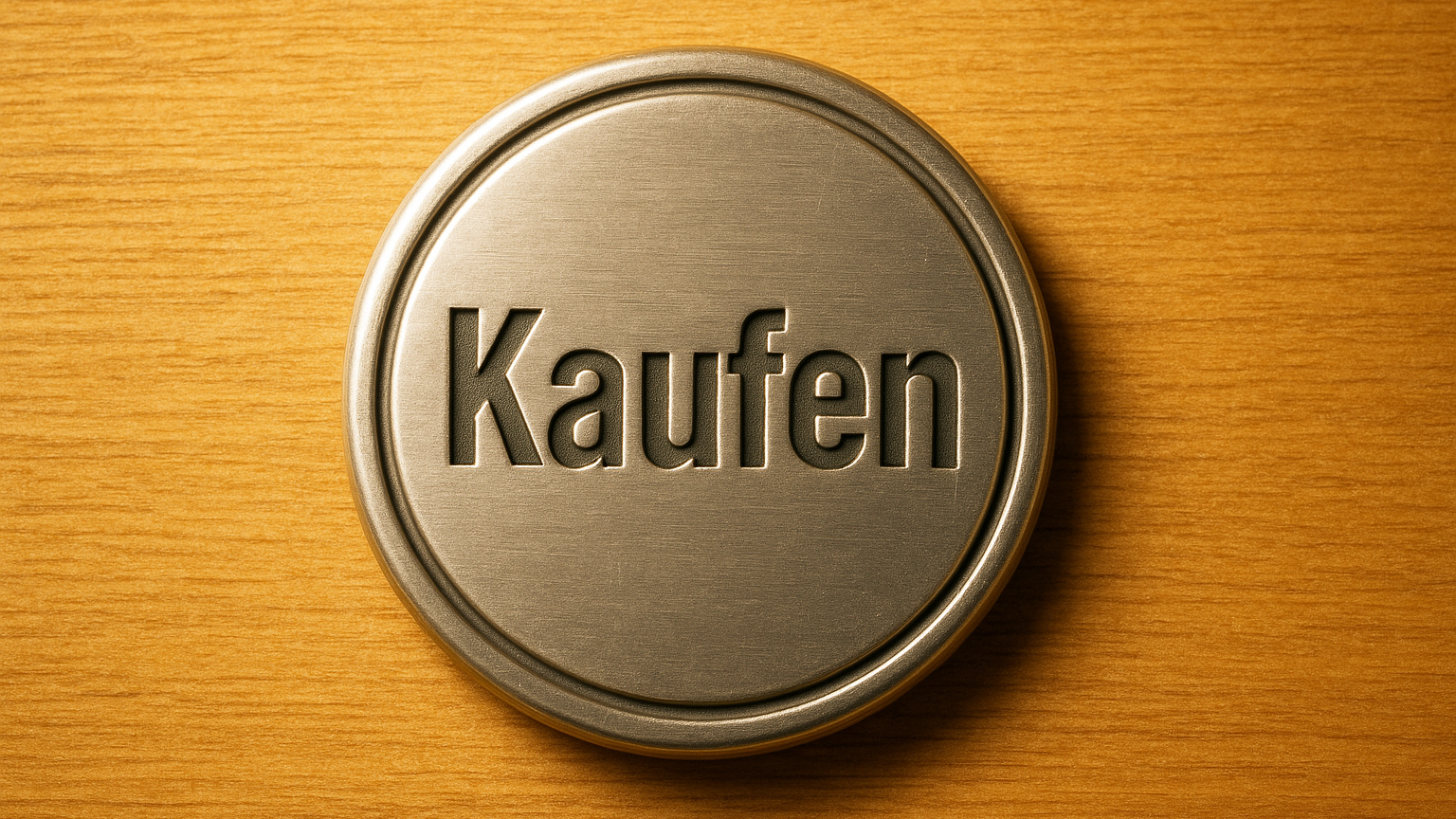 Ein silberner Button, auf dem "Kaufen" steht