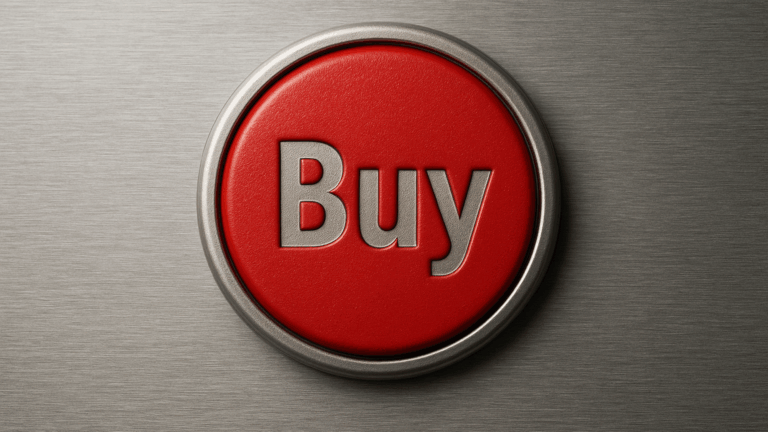 Ein roter Button, auf dem "Buy" steht